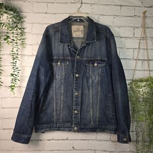 VINTAGE ROEBUCK AND CO DENIUM JACKET DISTRESSED MENS SIZE XL EUC